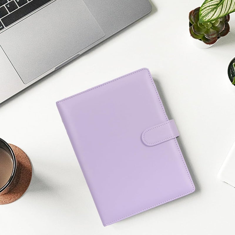 Toplive A5 Binder 6 Ring Personal Organizer Planner Binder Cover Makaron Purple Portfolio Folder for Women with Macaron Colors,6 Ring A5 Binder - Image 2